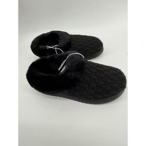 Dearfoams Womens Black Cable Knit Memory Foam Clog Slippers Size M 7-8 1899637